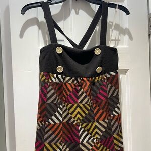 J.Crew UK Geometric Patterned top with Button Accents